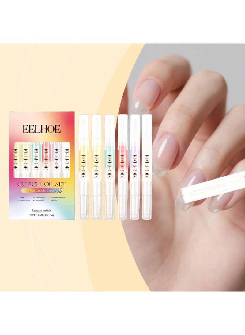 EELHOE Natural Cuticle Oil Pen: 6PCS Revitalizing Cuticle Oil for Nails with Vitamin E Repaired Cuticles Overnight Cuticle Softener Nail Strengthener Protector for Damaged Skin Thin Nail - Image 1